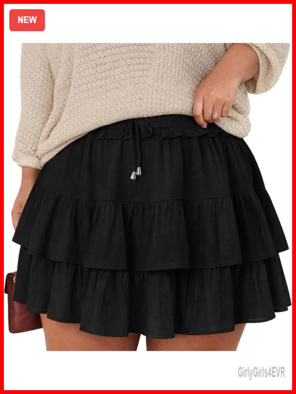 Plus Size Mini Skort with Built-In Shorts Ruffle Ruffle Tiered Skirt